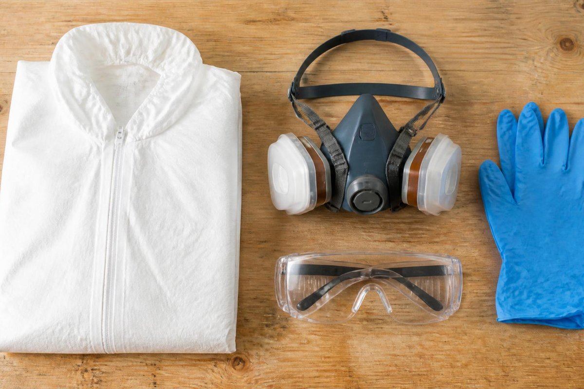 disposable coverall and respirator for spray painting safety