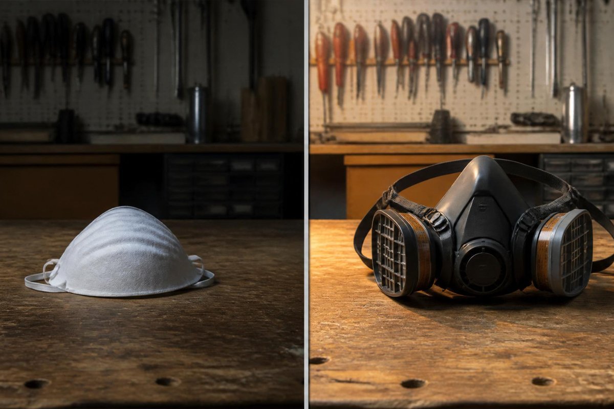 paper dust mask versus half-face organic vapor respirator comparison