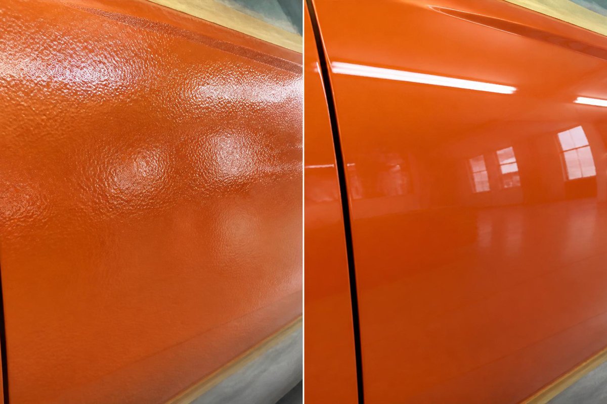 orange peel texture before and after wet sanding smooth finish