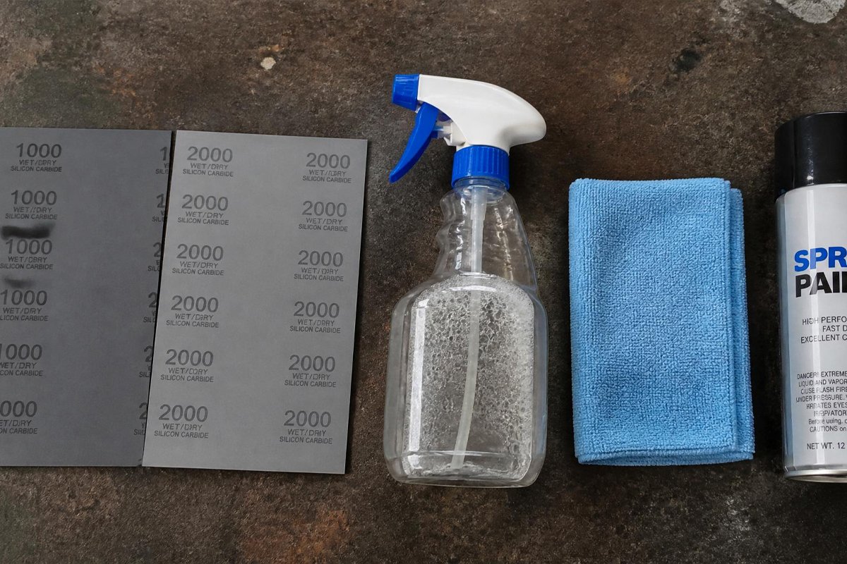 sandpaper spray paint gun tools for fixing orange peel texture