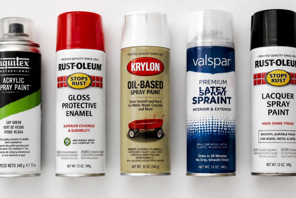 types of spray paint cans acrylic enamel oil based latex