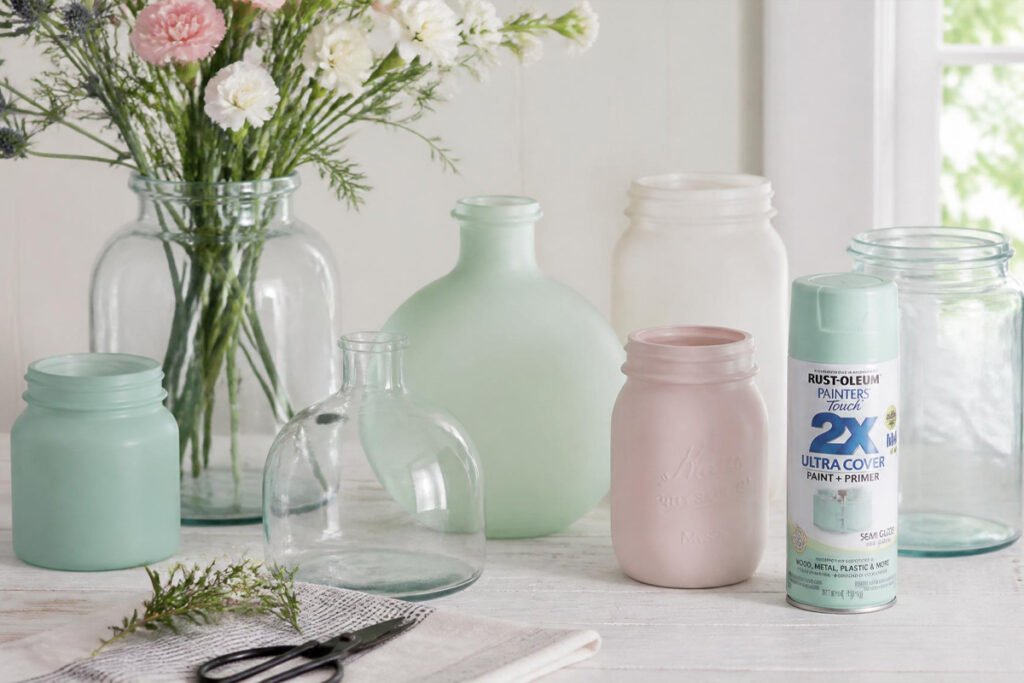 how to spray paint glass vases and jars