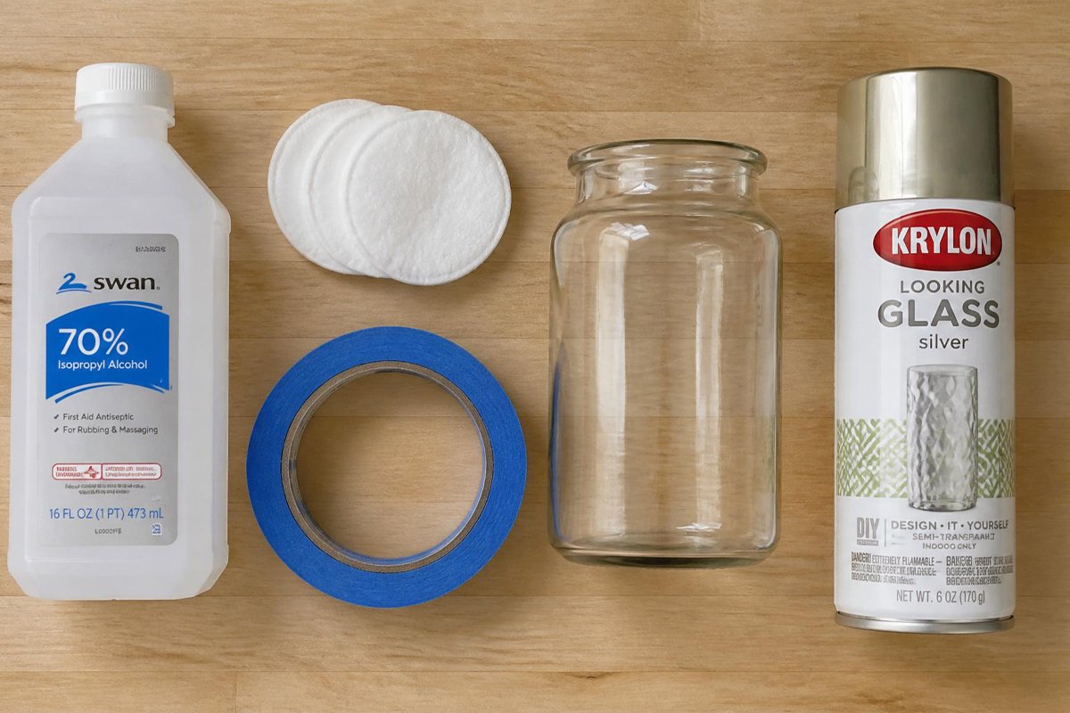 supplies for spray painting glass rubbing alcohol tape