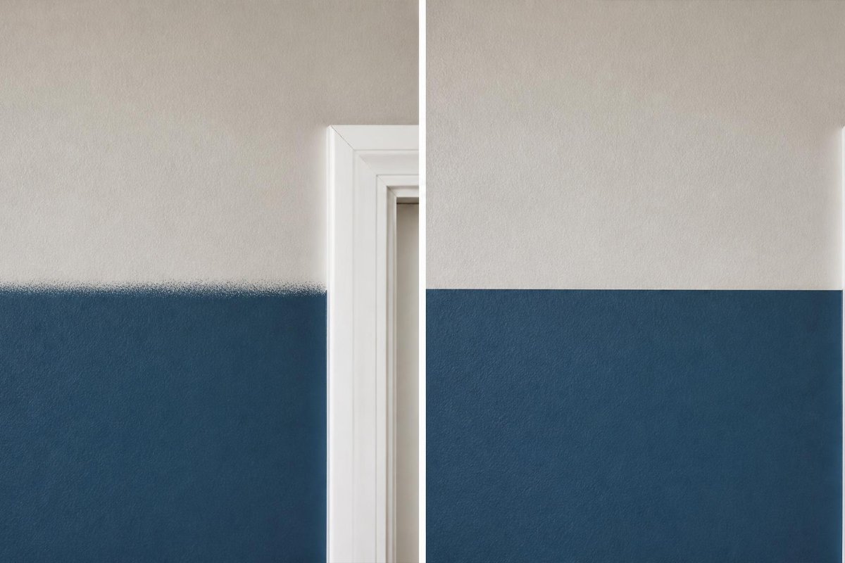 clean sharp masked edge versus bled paint edge without proper tape