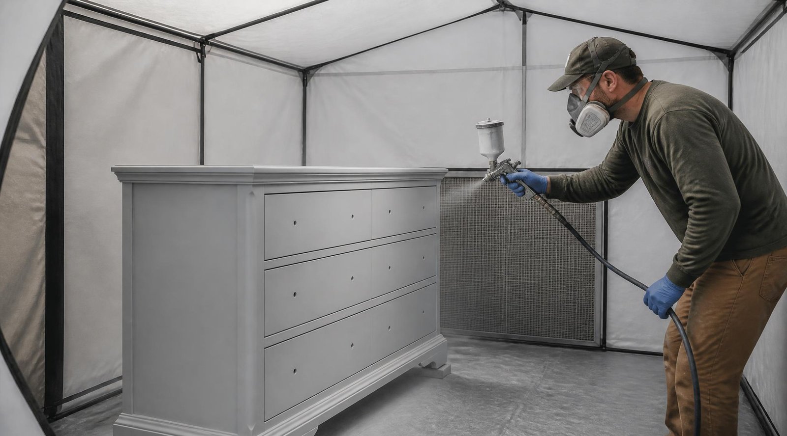 gpt image 2 Create a photorealistic close wide shot of a wooden dresser being refinished ins 0