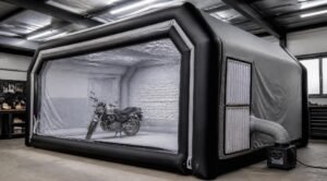 gpt image 2 Create a photorealistic image of a large inflatable portable spray paint booth i 0